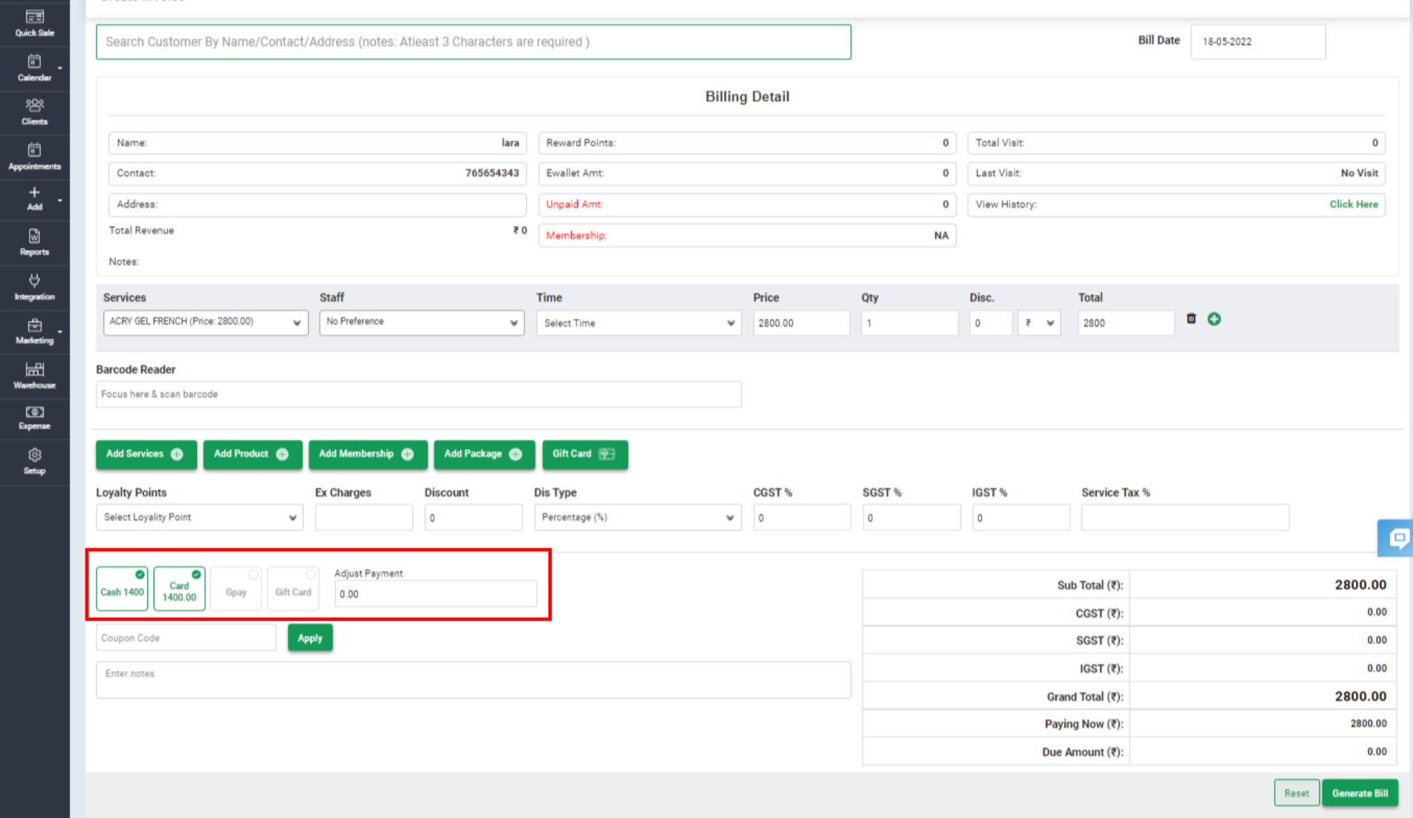 Can we select multiple payment method while generating invoice in ...